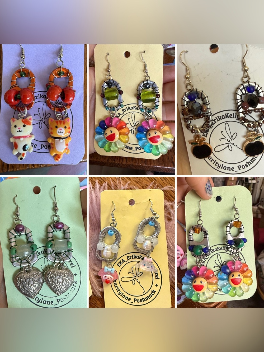 Artisanal Colorful Flower and Charm Earrings - Multicolor - EKA By Erika Kelly
